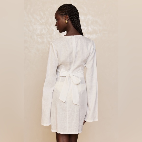 MONDAY Swimwear MONTEGO Mini Dress White Linen Regular size Petite - Picture 3 of 10